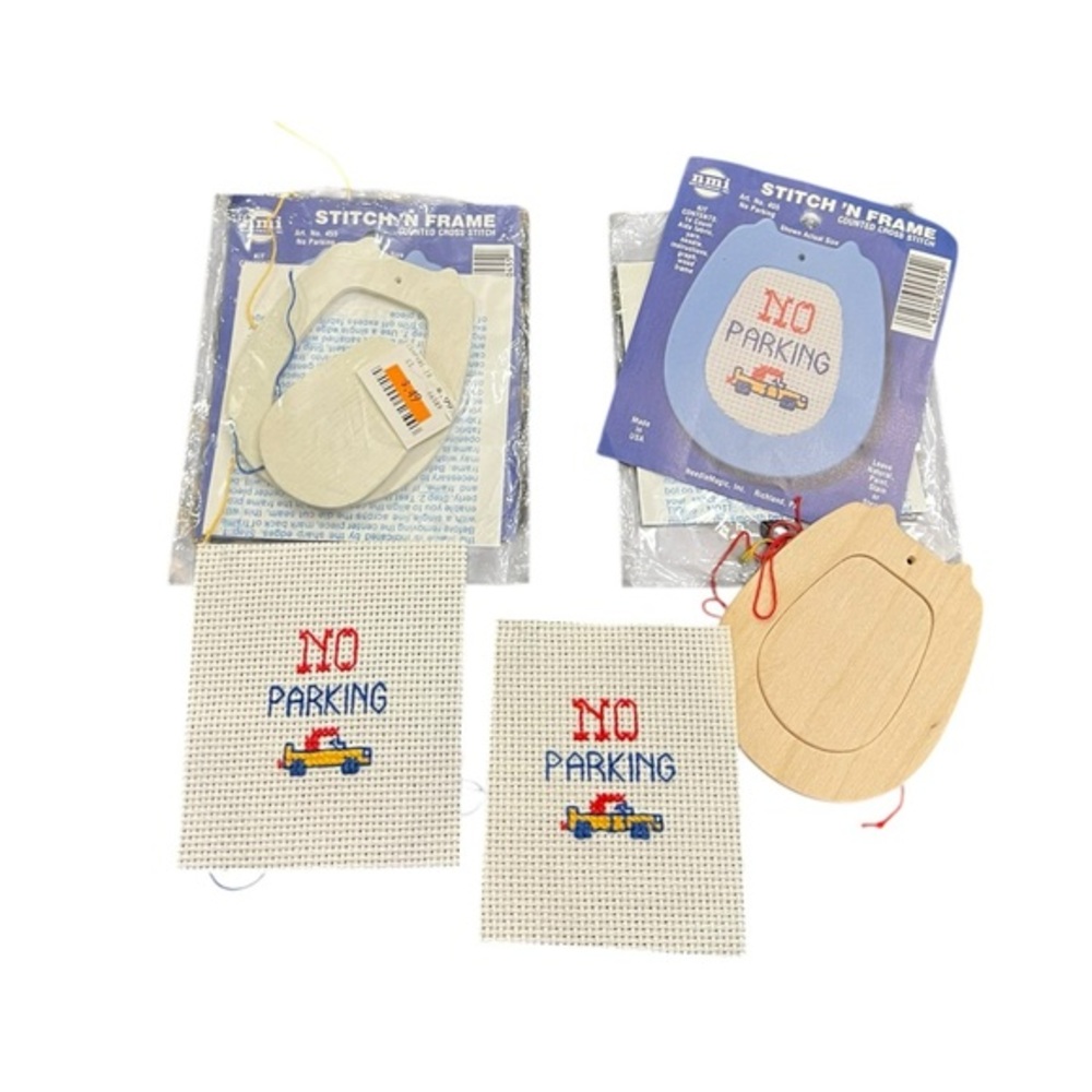 Stitch 'N Frame Cross Stitch Kit No Parking Made in USA Stitching Complete Lot 2